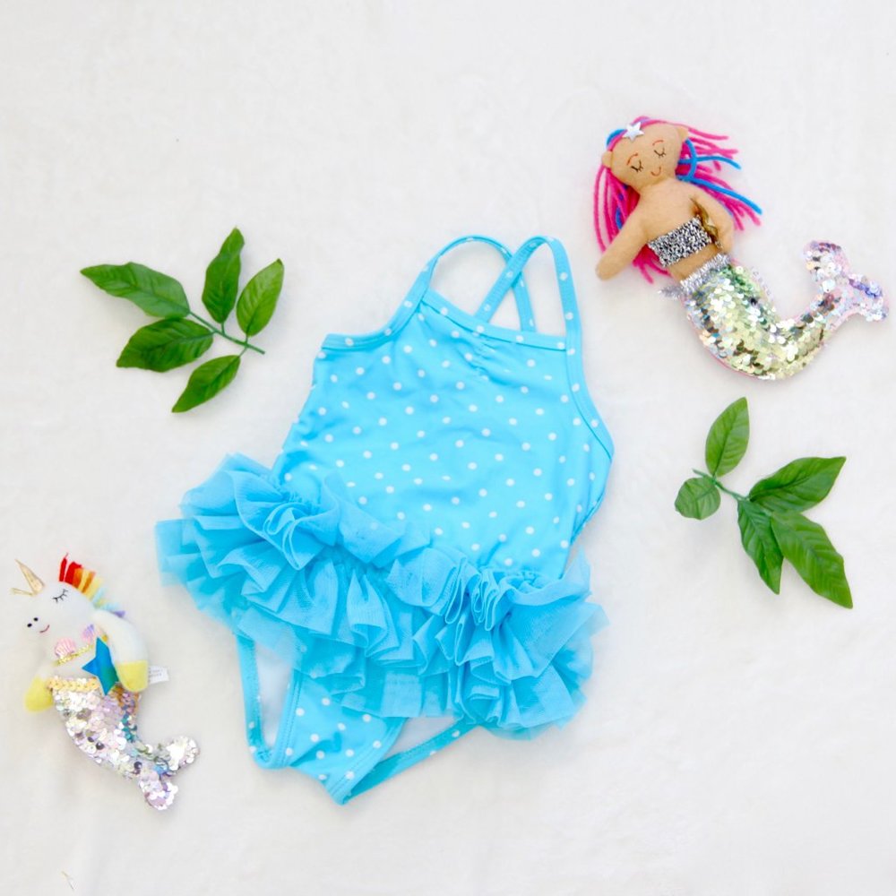 Infant Blue Polka Dot Tutu Bathing Suit
